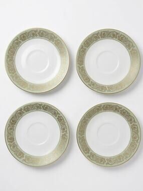 Vintage Yamaka Renaissance 2659R China Saucers Set of 4, 6 Inch Porcelain